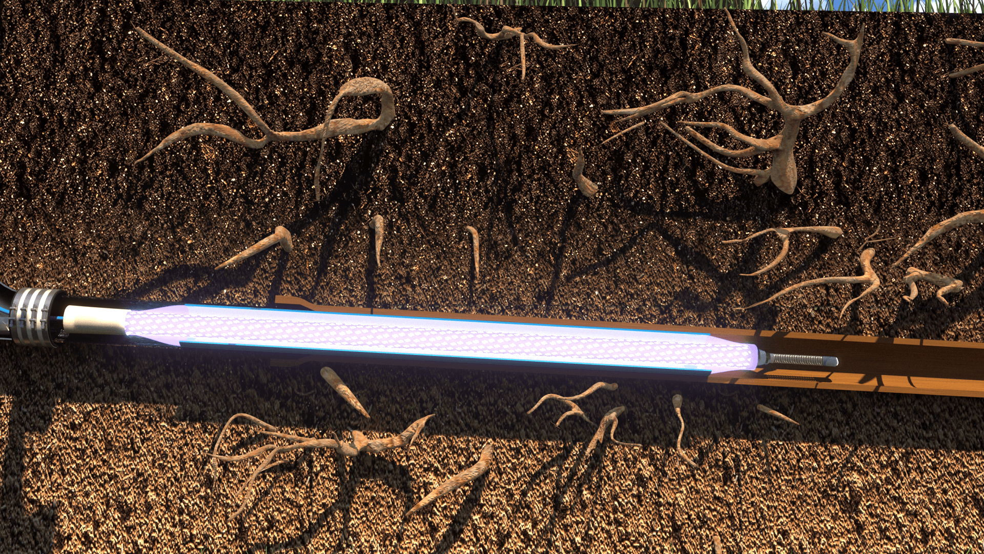 UV light curing the CIPP liner inside the sewer pipe